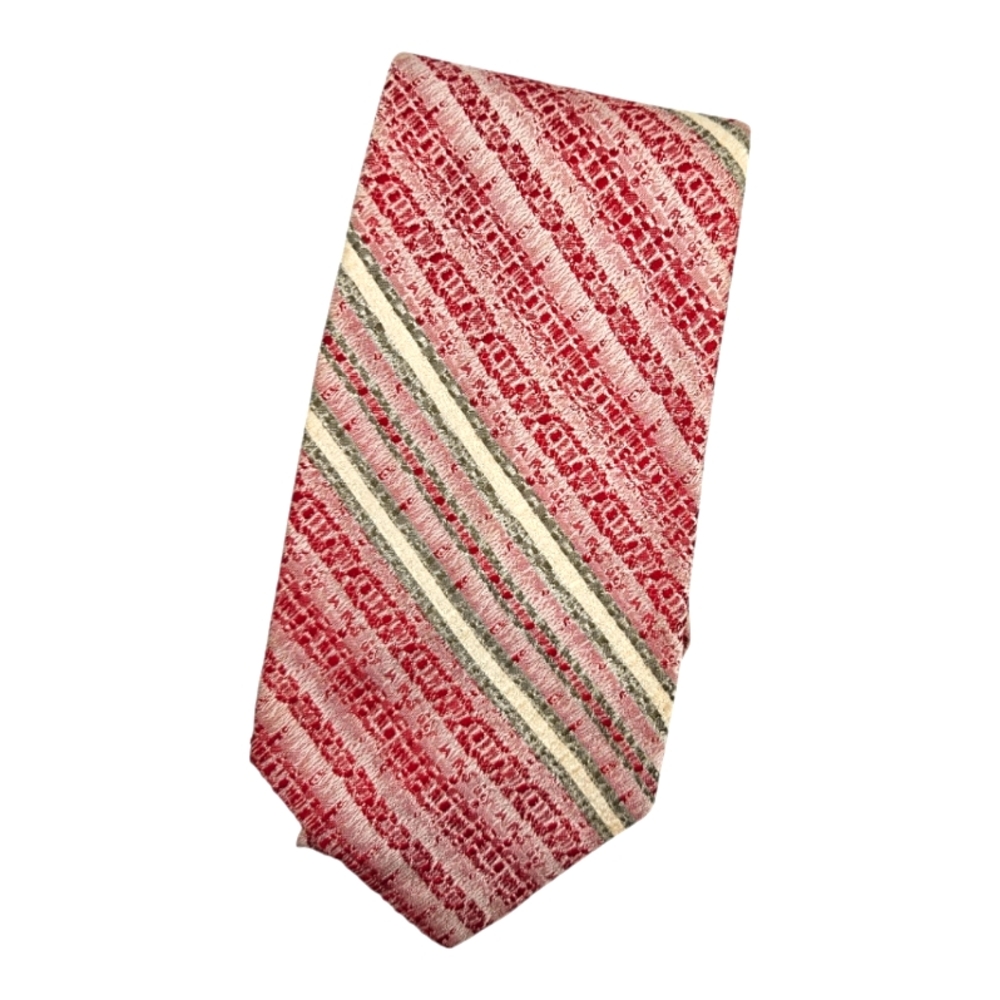 John Frederics Vintage Silk Tie Red and Cream